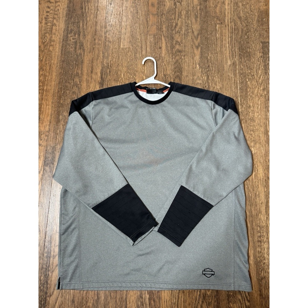 Harley-Davidson Performance Long Sleeve Pullover Shirt Mens 2XL Gray Black H-D